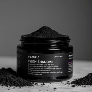 Jar of black activated charcoal face mask.